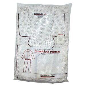 Vintage Mens Pajamas Montgomery Ward Size XL Pjs Lounge Wear Broadcloth Polka Do